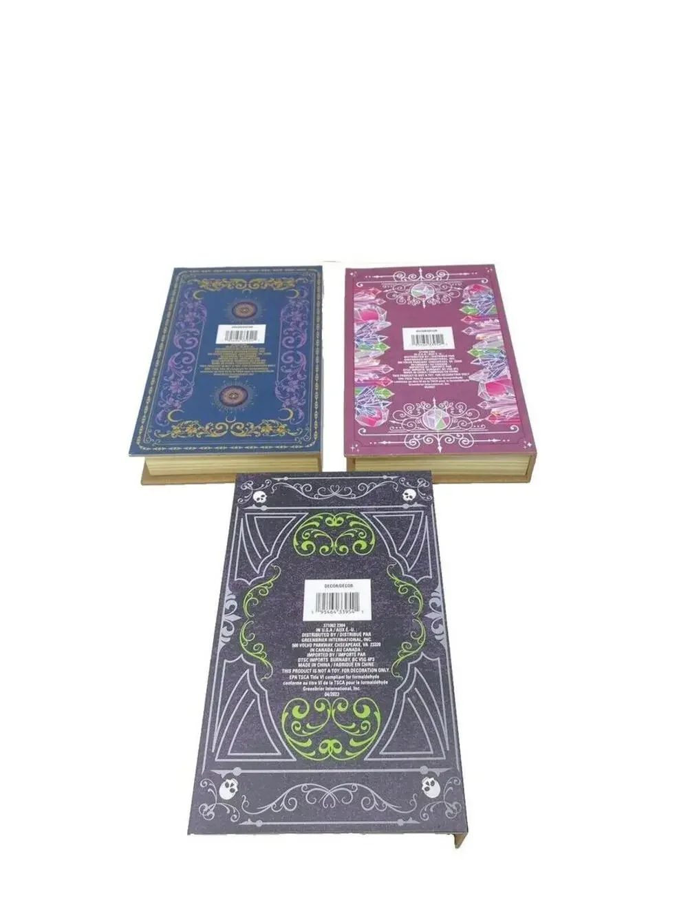 Halloween Spell Book, Tarot, Crystal Decor, Stacking Books, 3pc Brand New!